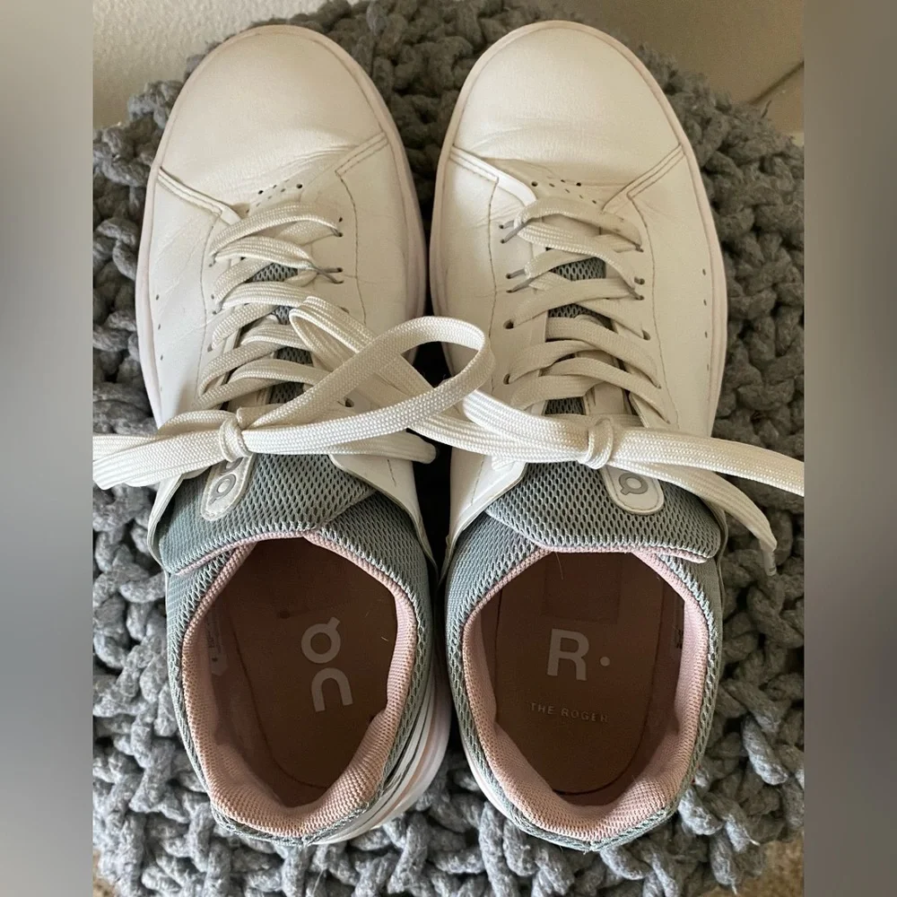 On Running Women's White Sneakers with Light Pink Accents